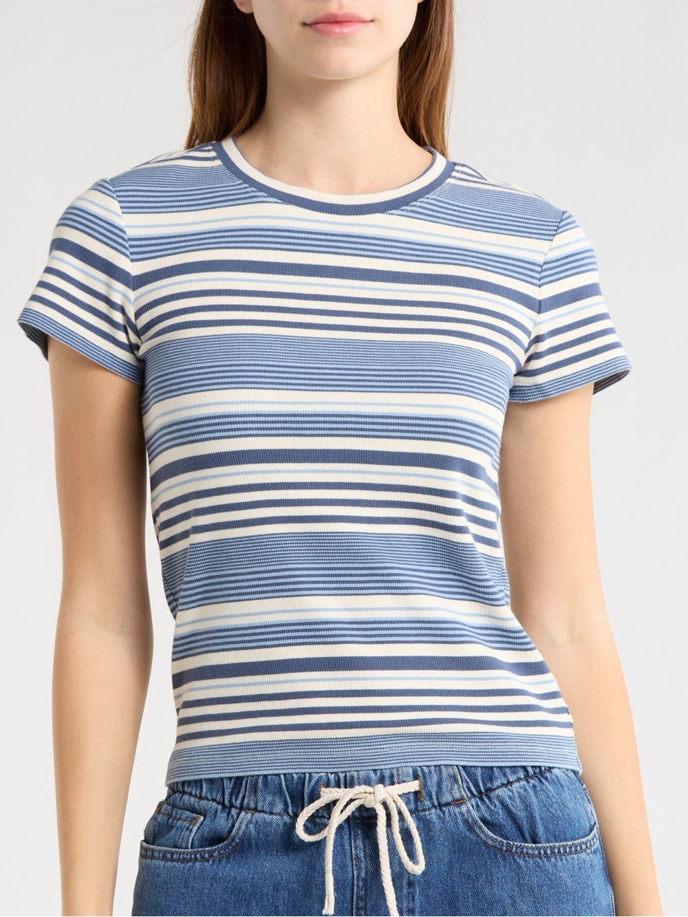 Marine Layer Lexi Rib Stripe Sun-In Crewneck T-Shirt XL
